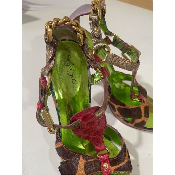 Sergio Zelcer Animal Print Sandals Size 8 - Picture 7 of 9